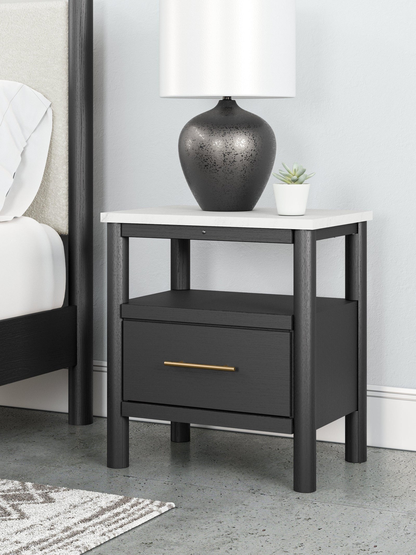 Cadmori Black White Nightstand