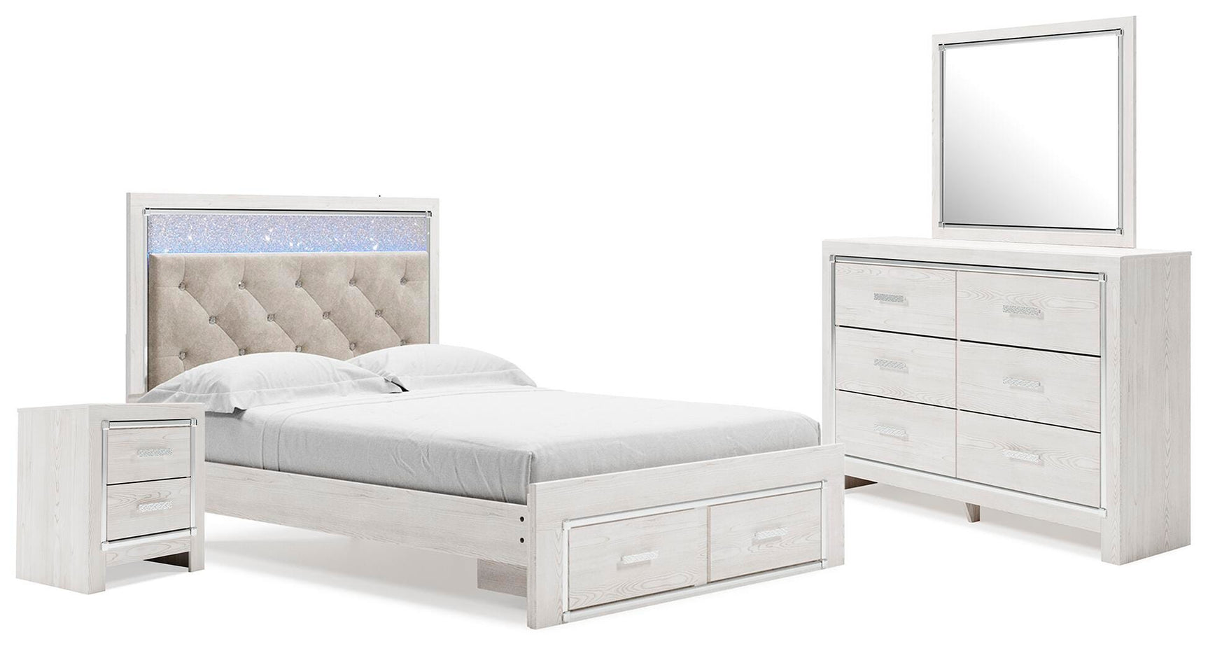 Altyra White Upholstered Storage Bedroom Set from Ella Furniture