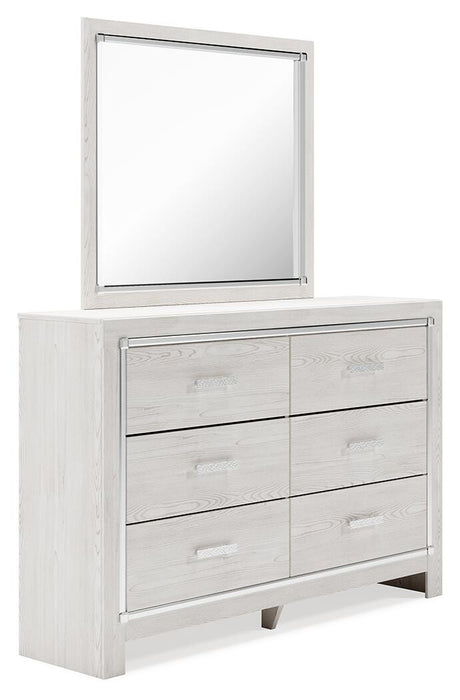 Altyra White Upholstered Storage Bedroom Set angled view