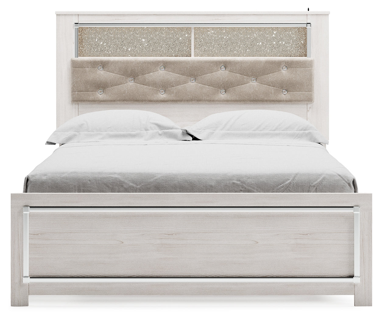 Altyra White Queen Panel Bookcase Bed