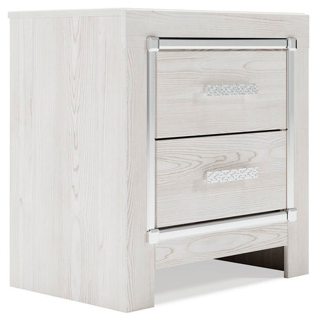 Altyra White Upholstered Storage Bedroom Set angled view