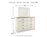 Willowton Whitewash Dresser And Mirror - Ella Furniture