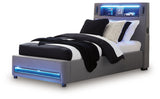Verishaw Gray Twin Upholstered Bed with Wireless Audio