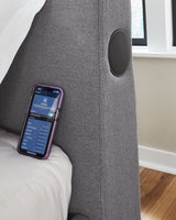 Verishaw Gray Twin Upholstered Bed with Wireless Audio
