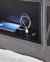 Verishaw Gray Twin Upholstered Bed with Wireless Audio