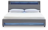 Verishaw Gray King Upholstered Bed with Wireless Audio