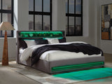 Verishaw Gray King Upholstered Bed with Wireless Audio