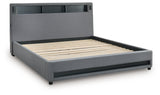Verishaw Gray King Upholstered Bed with Wireless Audio