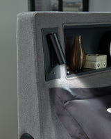 Verishaw Gray King Upholstered Bed with Wireless Audio