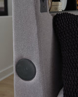 Verishaw Gray King Upholstered Bed with Wireless Audio