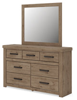 Oliandon Light Brown Dresser and Mirror