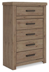 Oliandon Light Brown Panel Bedroom Set angled view