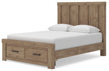Oliandon Light Brown Queen Panel Storage Bed angled view