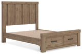 Oliandon Light Brown Panel Storage Bedroom Set angled view