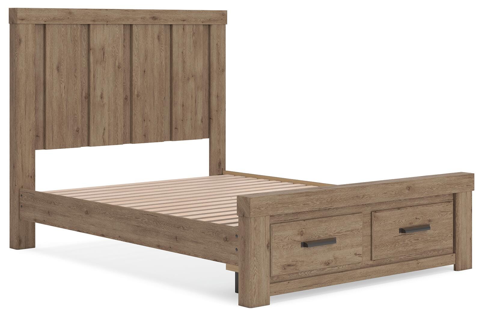 Oliandon Light Brown Panel Storage Bedroom Set angled view