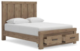 Oliandon Light Brown Panel Storage Bedroom Set angled view