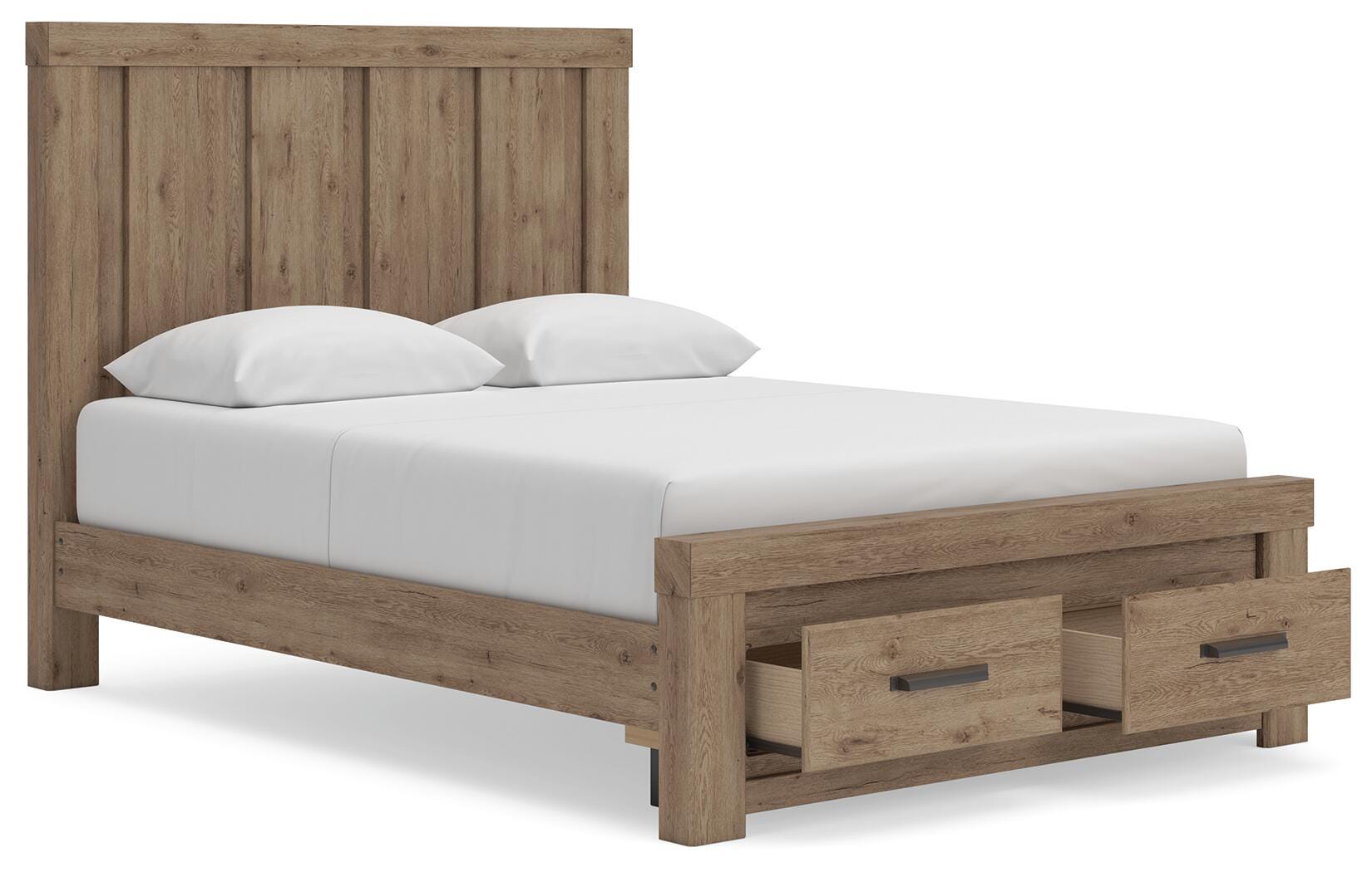 Oliandon Light Brown Panel Storage Bedroom Set angled view