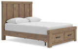 Oliandon Light Brown Panel Storage Bedroom Set angled view