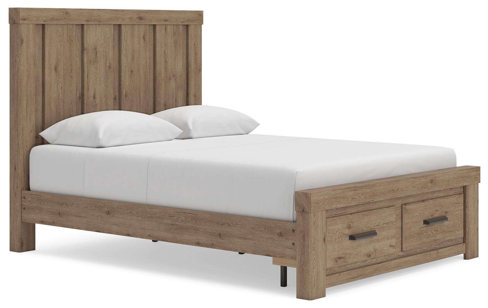 Oliandon Light Brown Panel Storage Bedroom Set angled view