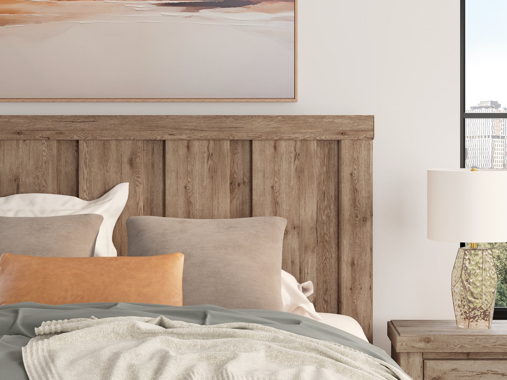 Oliandon Light Brown King Panel Bed