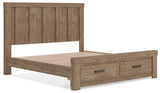 Oliandon Light Brown Panel Storage Bedroom Set angled view