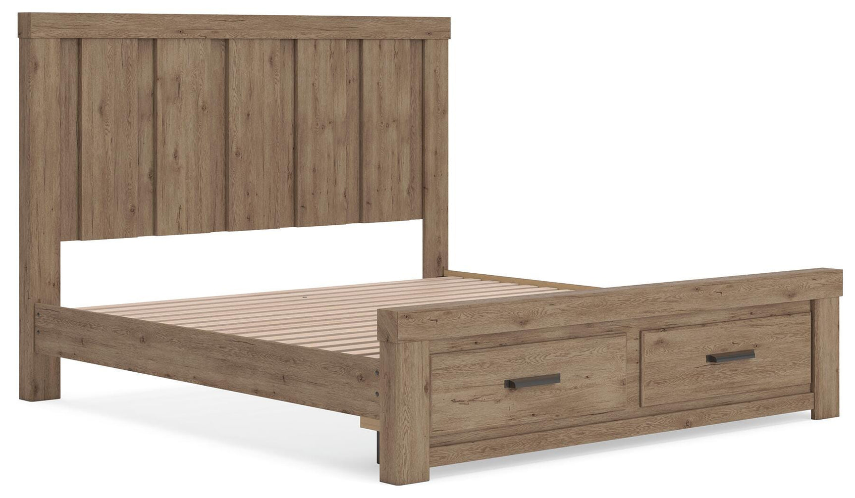 Oliandon Light Brown Panel Storage Bedroom Set angled view