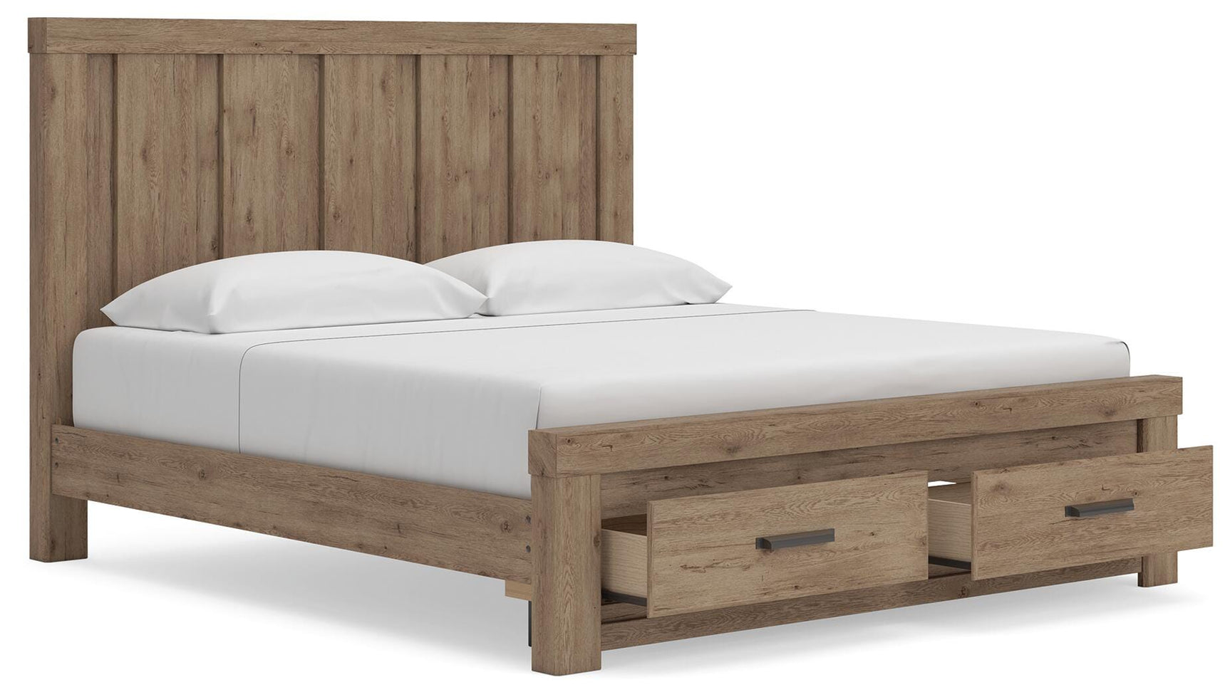 Oliandon Light Brown Panel Storage Bedroom Set angled view