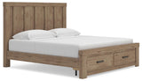 Oliandon Light Brown Panel Storage Bedroom Set angled view