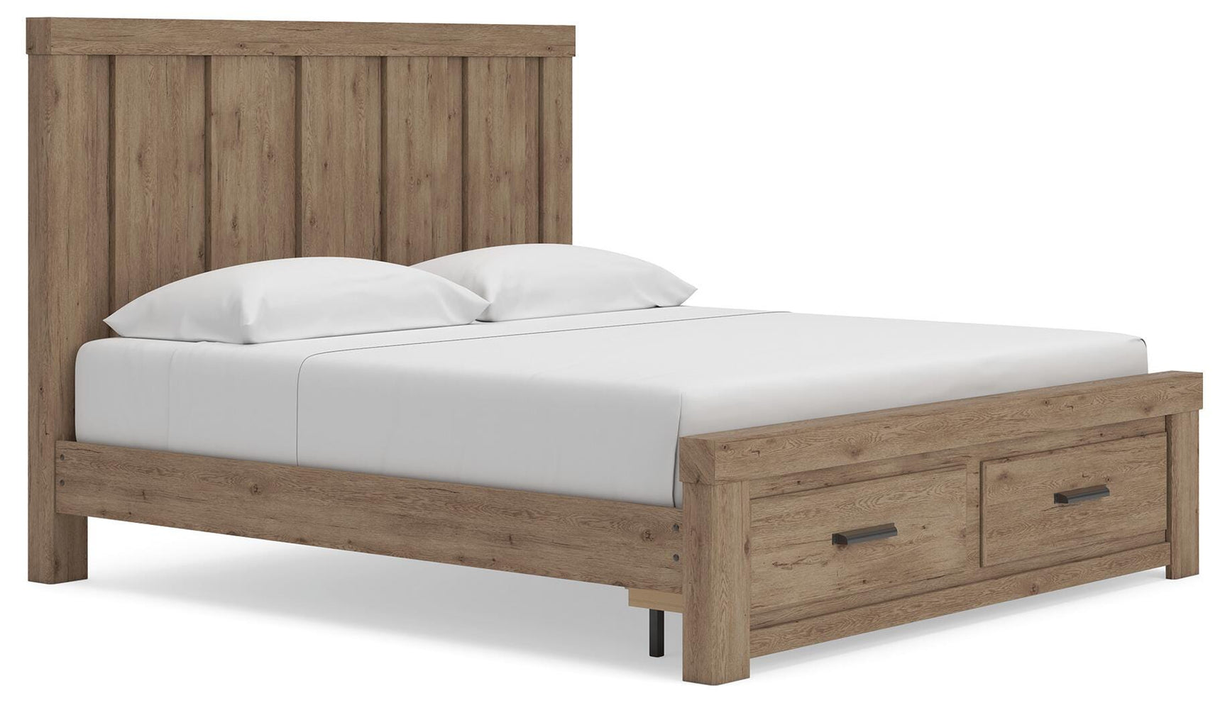 Oliandon Light Brown Panel Storage Bedroom Set angled view