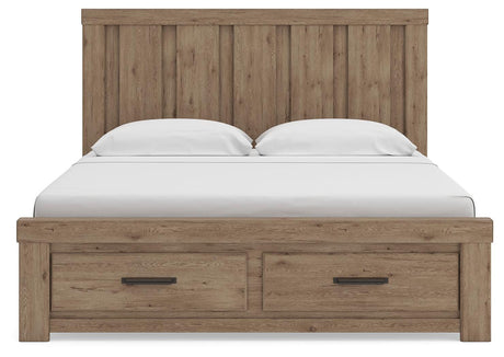 Oliandon Light Brown King Panel Storage Bed view 7