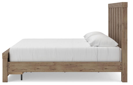Oliandon Light Brown King Panel Storage Bed view 3