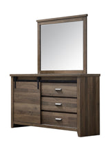 Calhoun Media Chest With Barn Door, Entertainments Cabinet, Wood And Veneer, And Features A Rustic Distressed Finish - Ella Furniture