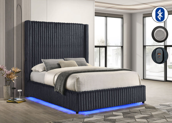Melinda Grey Upholstered Panel Queen Bed