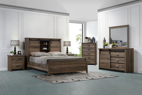 Calhoun Media Chest With Barn Door, Entertainments Cabinet, Wood And Veneer, And Features A Rustic Distressed Finish - Ella Furniture