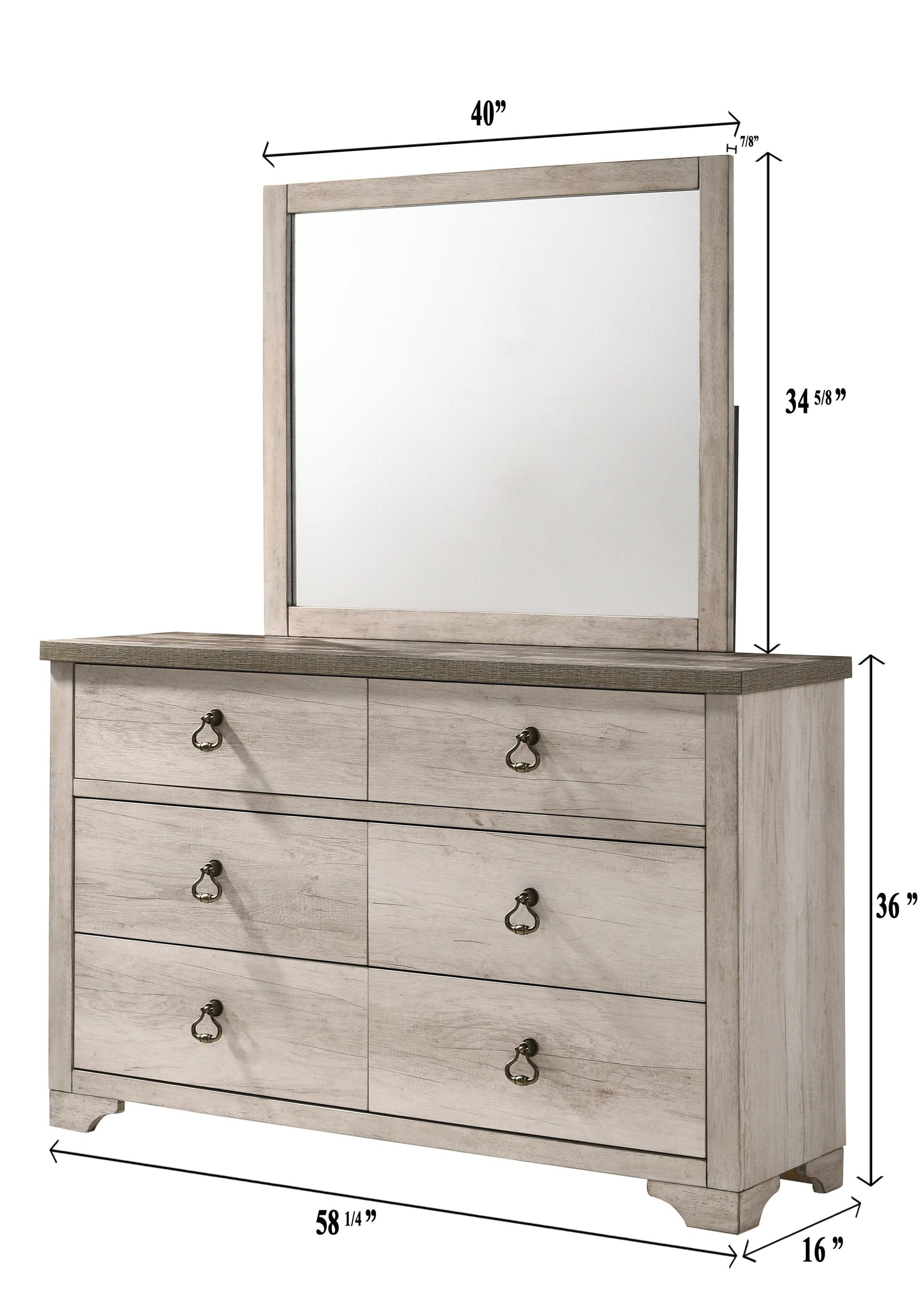 Patterson Chest Driftwood, Modern Sturdy Wood, Ring Metal Knob 5 Drawers - Ella Furniture