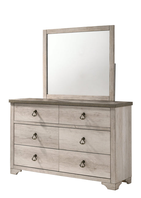 Patterson Driftwood Finish Solid Pine Wood Modern Rustic And Charm Panel Bedroom Set - Ella Furniture