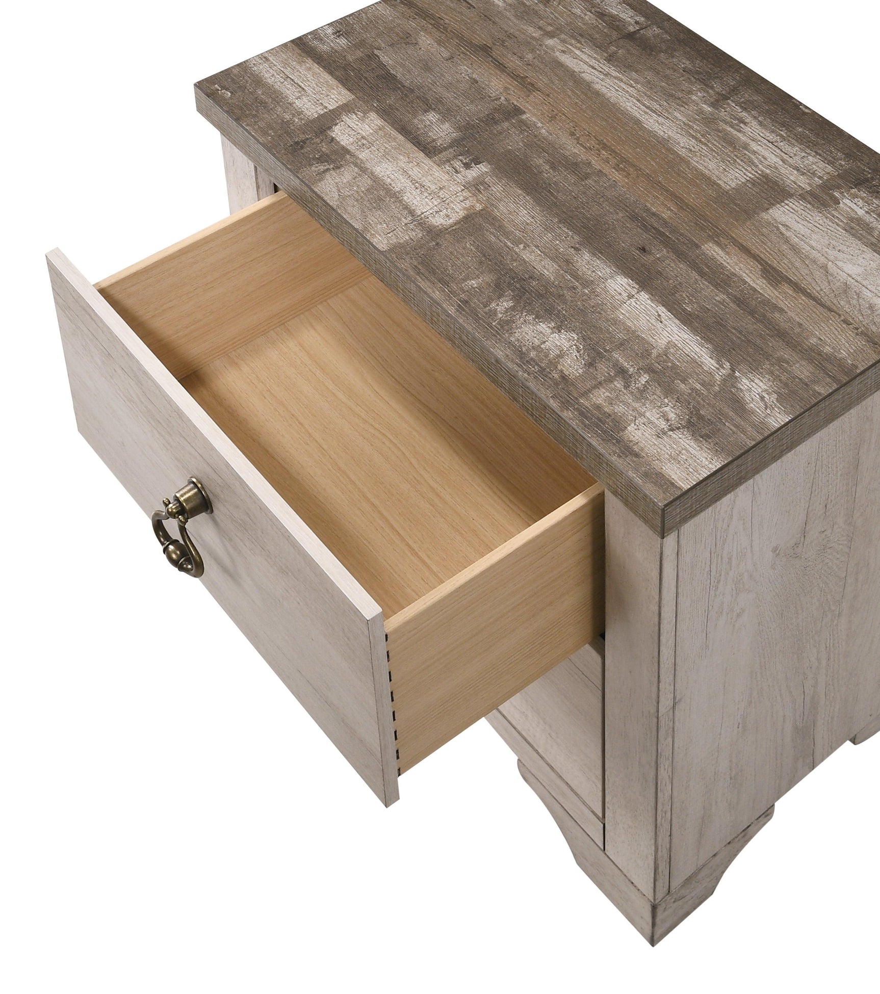 Patterson Chest Driftwood, Modern Sturdy Wood, Ring Metal Knob 5 Drawers - Ella Furniture