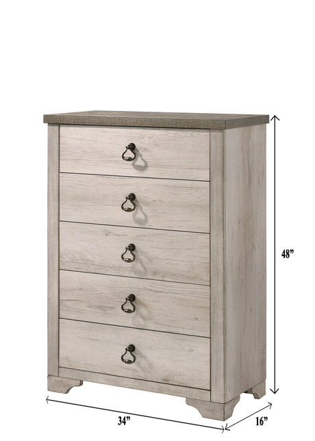 Patterson Driftwood Finish Solid Pine Wood Modern Rustic And Charm Panel Bedroom Set - Ella Furniture