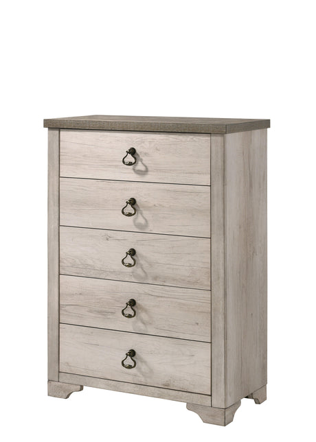 Patterson Driftwood Finish Solid Pine Wood Modern Rustic And Charm Panel Bedroom Set - Ella Furniture
