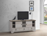 Patterson Driftwood Media Ches, Media Storage Cabinet, Hardwood Solids And Veneers, Console with Built-in Charging Station - Ella Furniture