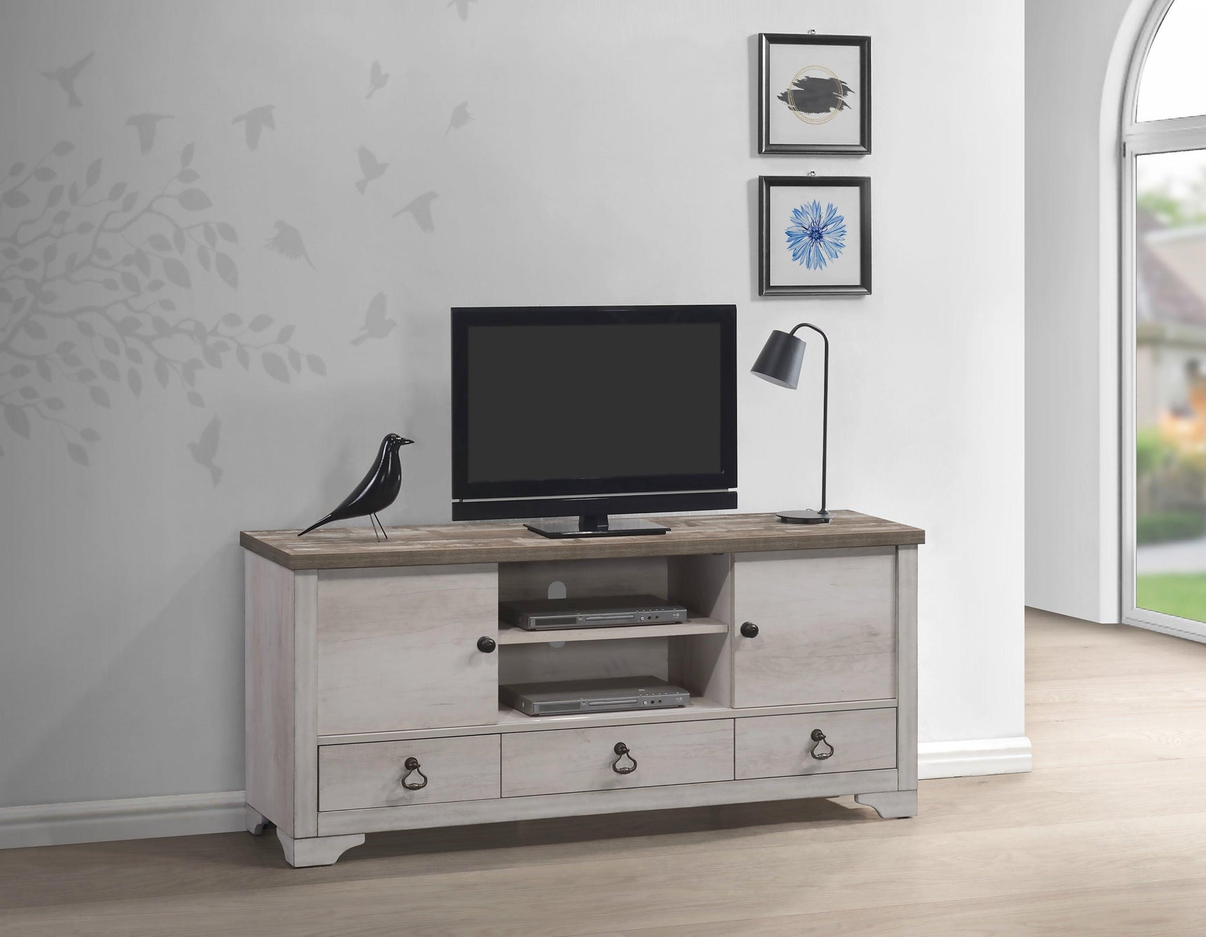 Patterson Chest Driftwood, Modern Sturdy Wood, Ring Metal Knob 5 Drawers - Ella Furniture