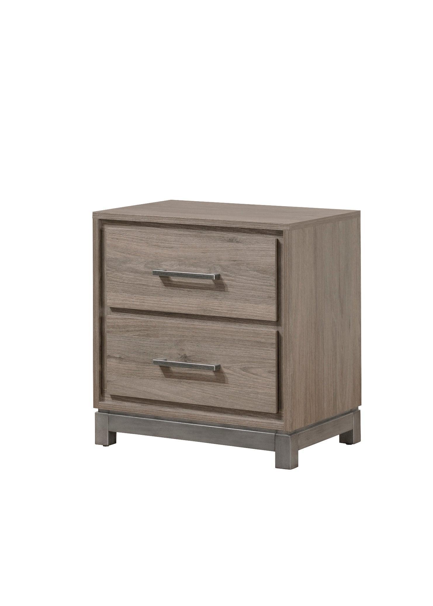 River Brown Modern Contemporary Solid Wood And Veneers 2-Drawers Night Stand - Ella Furniture