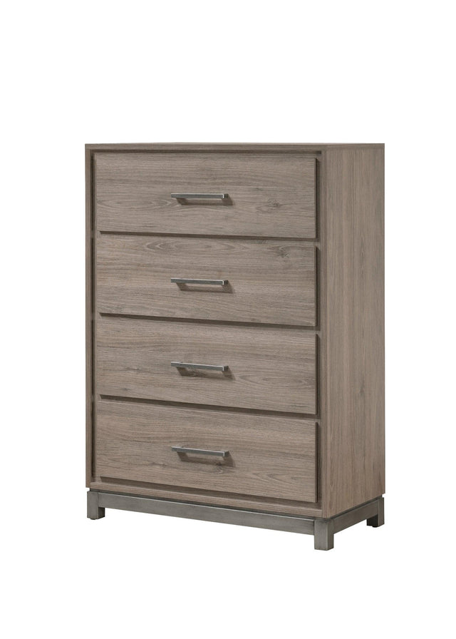 River Brown Modern Contemporary Solid Wood And Veneers 4-Drawers Handle Accent Chest - Ella Furniture
