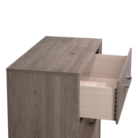 River Brown Modern Contemporary Solid Wood And Veneers Upholstered Panel King Bed - Ella Furniture