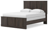 Shaehartin Dark Brown Queen Panel Bed angled view