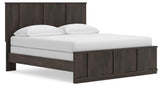 Shaehartin Dark Brown King Panel Bed angled view