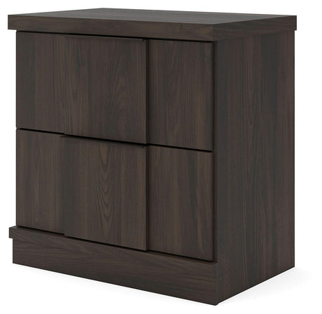 Shaehartin Dark Brown Nightstand angled view