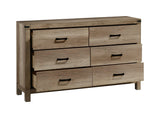Matteo Dresser Melamine, Contemporary Rustic Woodgrain, Kenlin 6 Drawers Glides - Ella Furniture