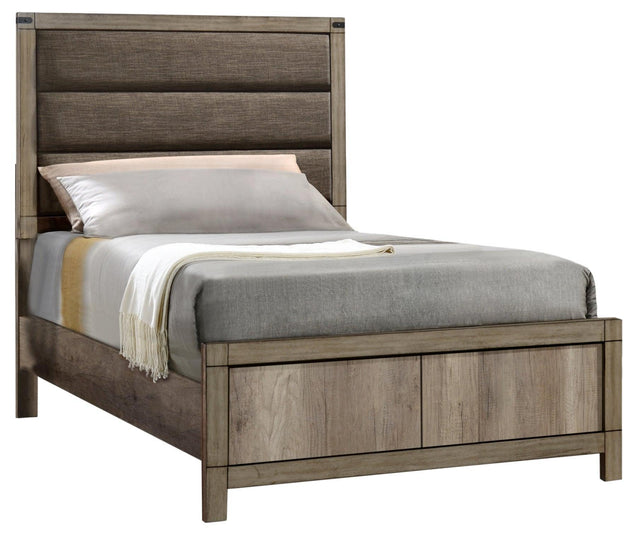 Matteo Melamine Sleek and Modern Contemporary Wood Full Fabric Upholstered Panel Bed - Ella Furniture