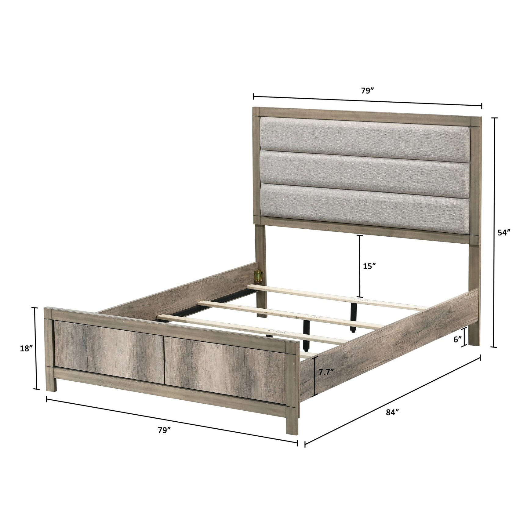Matteo Light Brown Upholstered Panel King Bed view 3